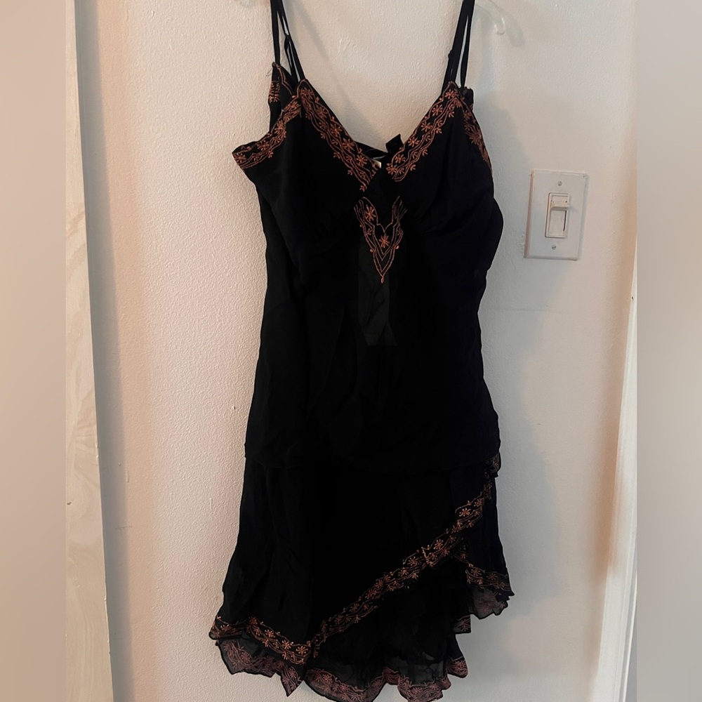 Black and Rose Gold Embroidered Dress Set